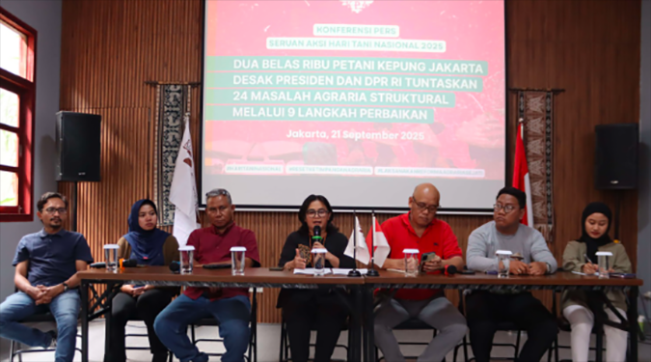 Konferensi pers Konsorsium Pembaruan Agraria  (KPA), Minggu, (21/9/2025), di Jakarta/Foto: dok KPA